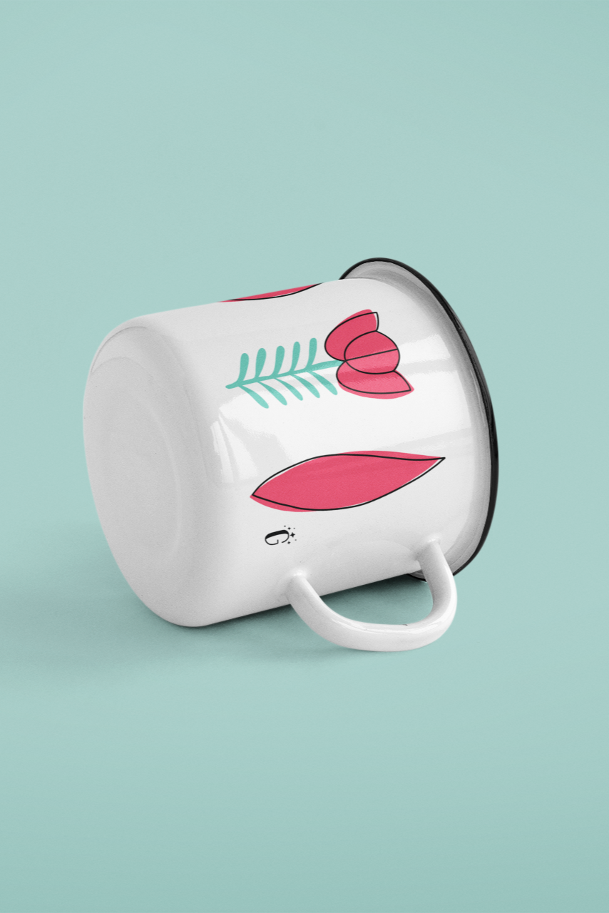 Arabian enamel mug mockup by Giftolla, lightweight durable enamel-coated metal cup