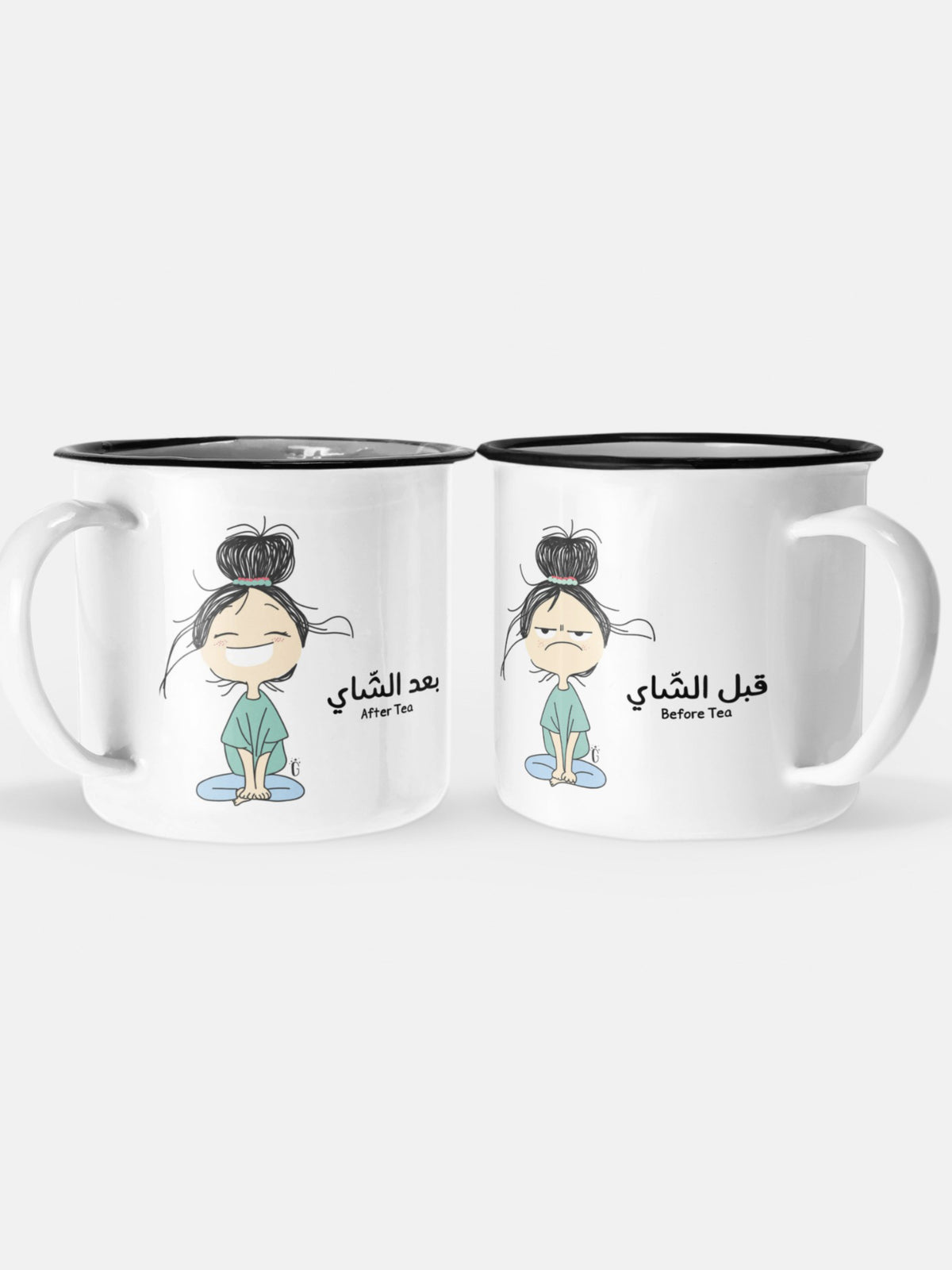 Tea Lovers enamel mug by Giftolla, 360 ml before-and-after tea mug