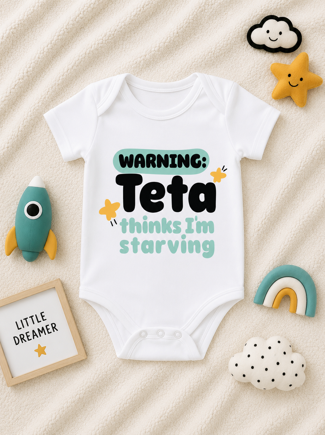 Baby Onesie Gift | Teta Thinks I’m Starving Newborn Bodysuit