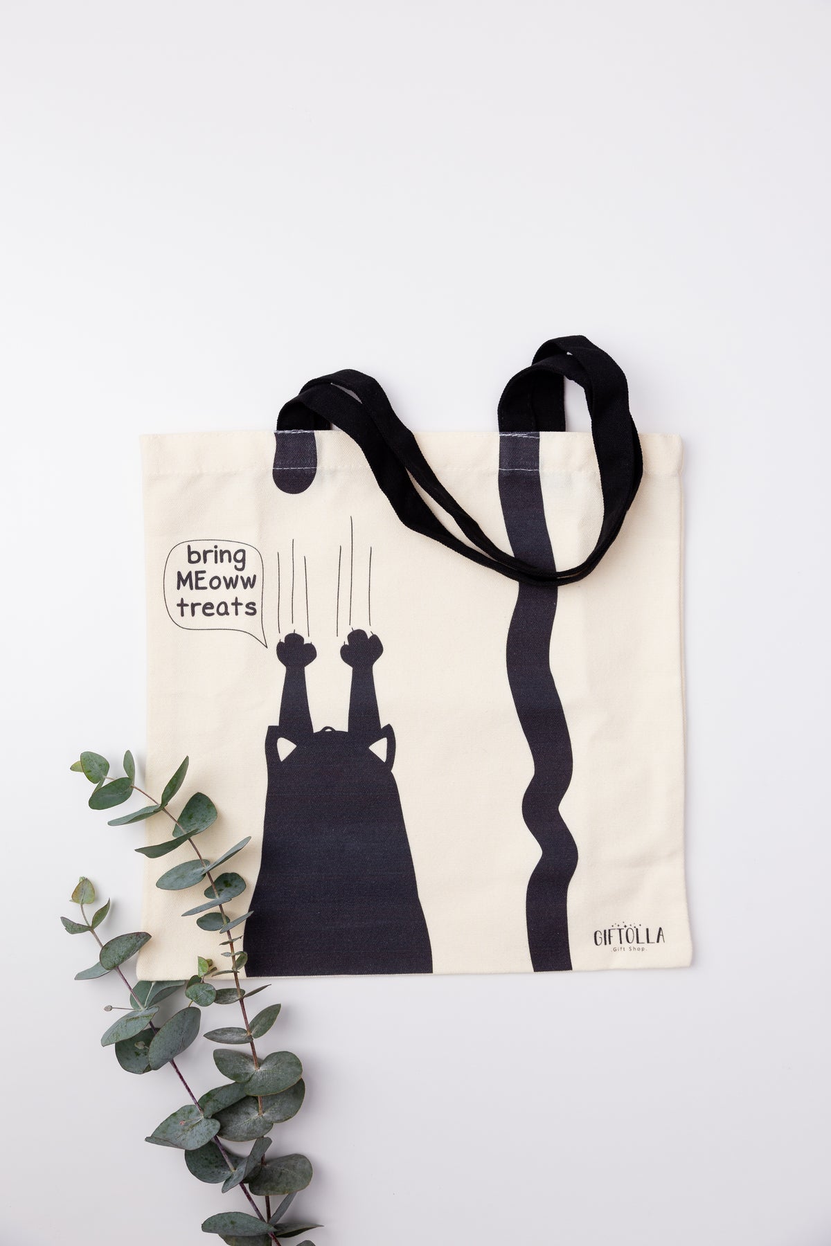 Giftolla cat tote bag, 76 x 35 cm canvas bag for carrying essentials