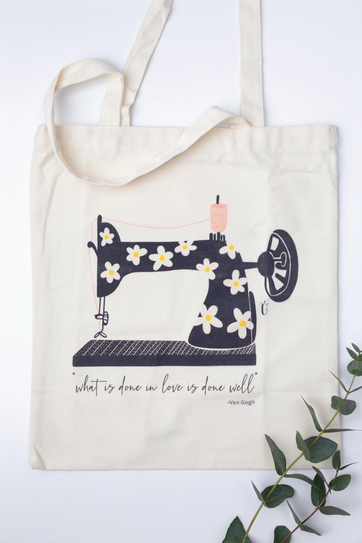 Done In Love tote bag by Giftolla, 100% organic cotton in light beige