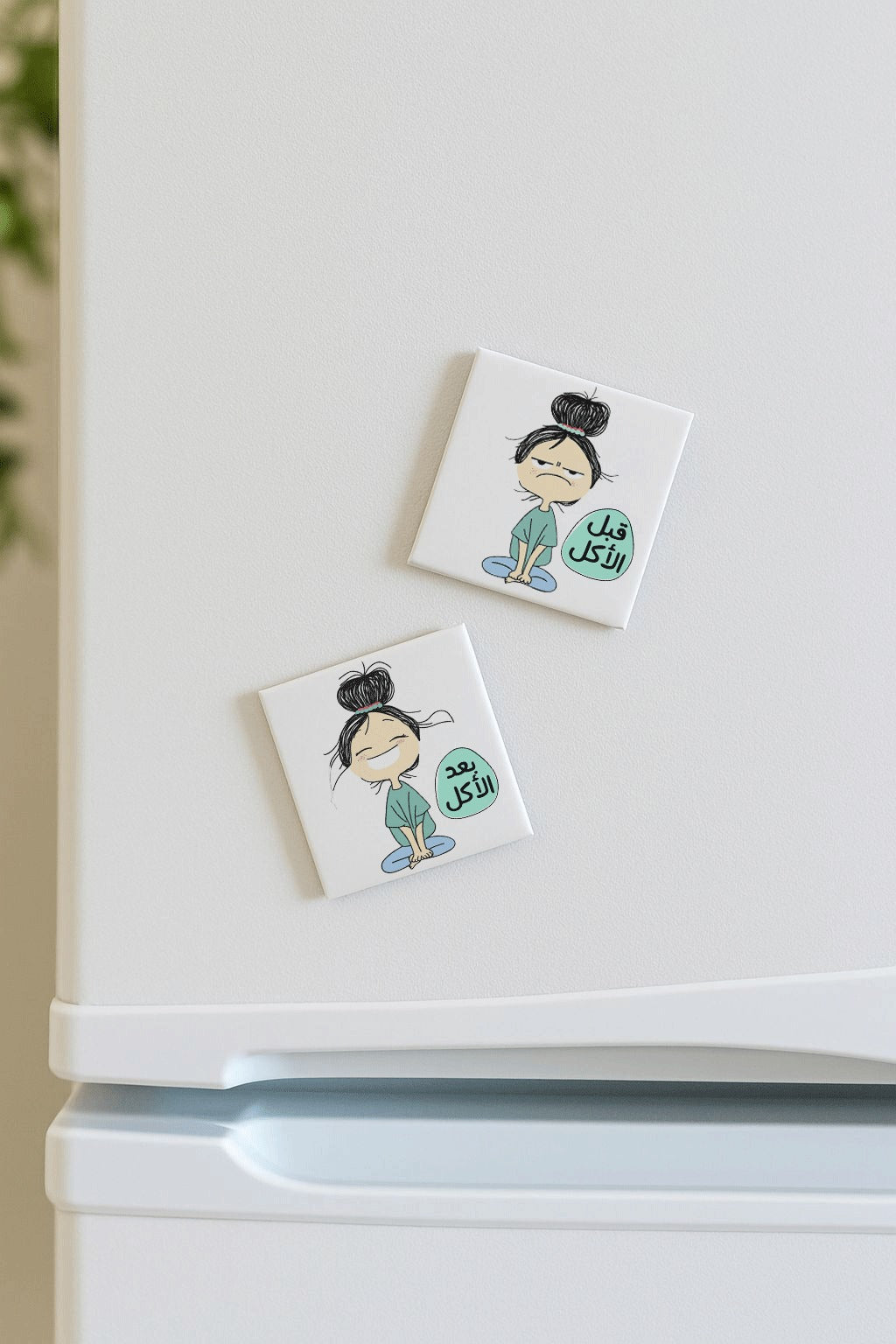 Food Mood fridge magnet set by Giftolla, before food and after food magnets