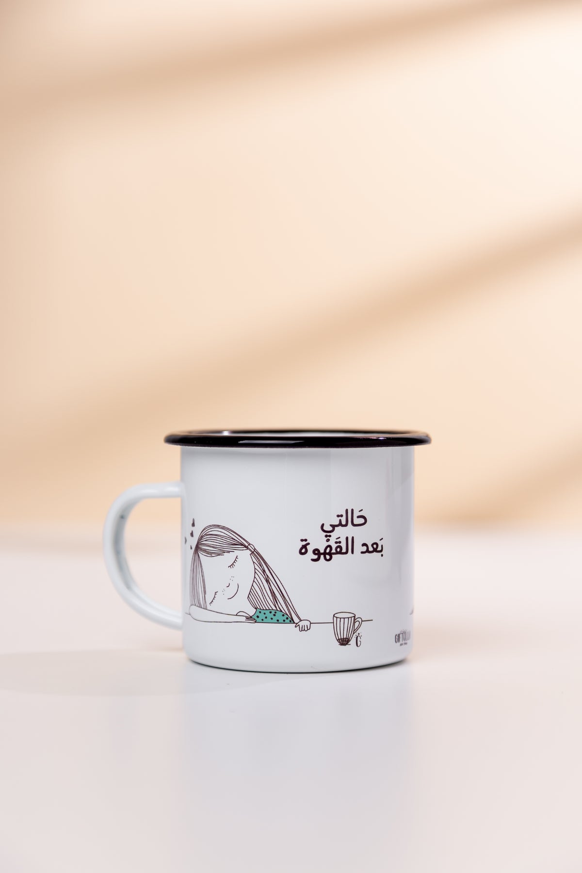 Funny coffee lover mug, Me Before and After enamel mug by Giftolla
