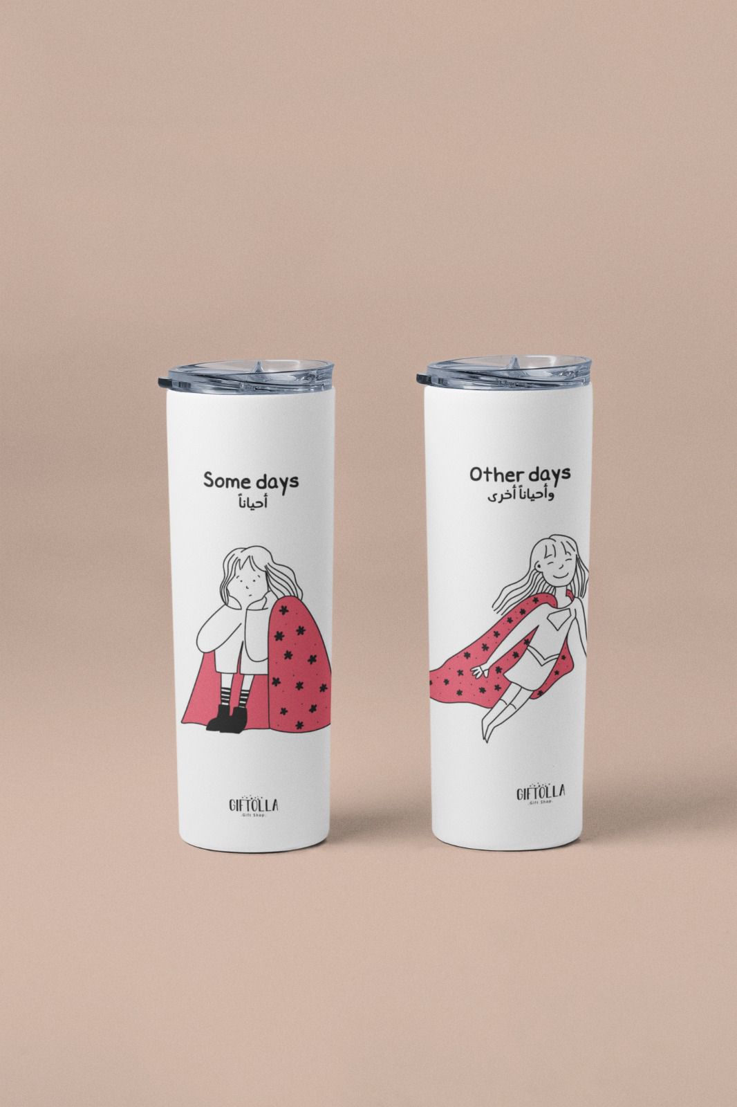 Superwoman stainless steel insulated tumbler by Giftolla, 600 ml with straw